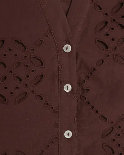 Brown Poplin Broderie Cutwork Playsuit