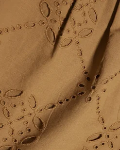 Brown Poplin Broderie Shorts