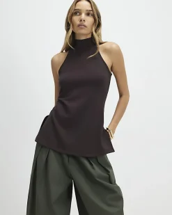 Brown Premium Halter Neck Top
