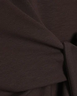 Brown Premium Short Sleeve Knot Midi Dress
