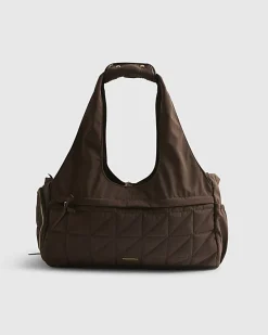 Brown Quilted Bow Yoga Bag