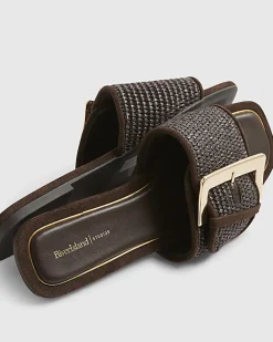 Brown Raffia Buckle Sandals
