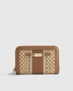 Brown Raffia Monogram Purse