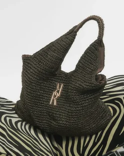 Brown Raffia Shopper Bag