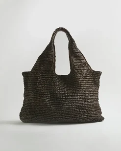 Brown Raffia Shopper Bag