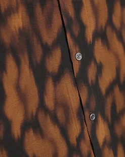 Brown Regular Fit Animal Print Revere Shirt