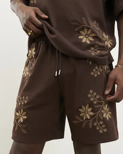 Brown Regular Fit Floral Shorts