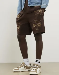 Brown Regular Fit Floral Shorts