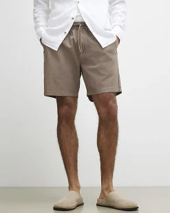 Brown Regular Fit Stretch Textured Shorts