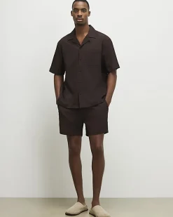 Brown Regular Fit Textured Shorts