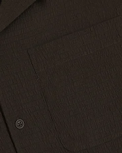 Brown Regular Fit Textured Short Sleeve Shirt