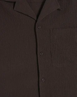 Brown Regular Fit Textured Shirt & Short Set