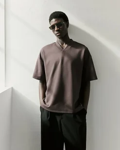 Brown RI Studio Boxy V Neck T-Shirt