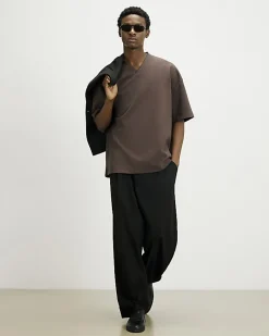 Brown RI Studio Boxy V Neck T-Shirt