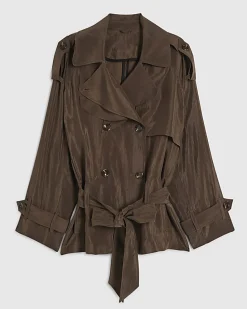 Brown RI Studio Short Drapey Trench Coat