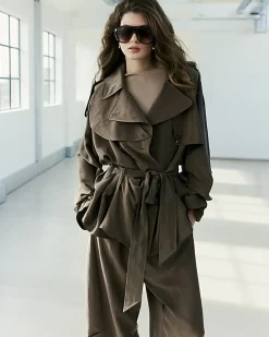 Brown RI Studio Short Drapey Trench Coat