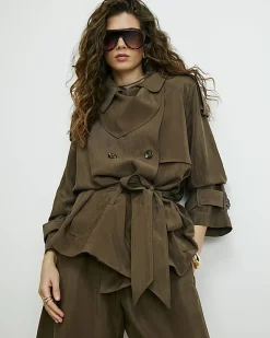 Brown RI Studio Short Drapey Trench Coat