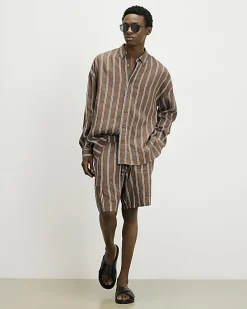 Brown RI Studio Stripe Shirt