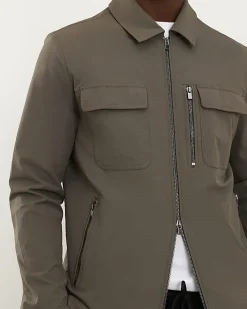 Brown Ripstop Texture Muscle Fit Shacket