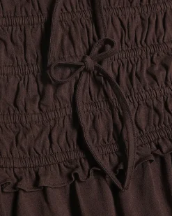 Brown Ruched Bandeau Lounge Set