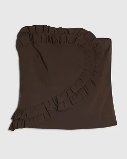 Brown Ruffle Bandeau Top
