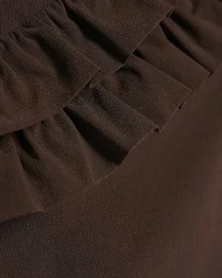 Brown Ruffle Bandeau Top