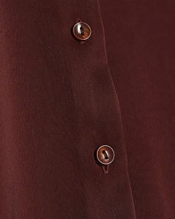 Brown Satin Long Sleeve Slim Fit Shirt