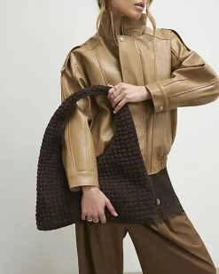 Brown Scrunch Slouch Shoulder Bag