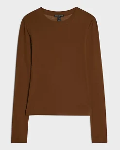 Brown Semi Sheer Long Sleeve Top
