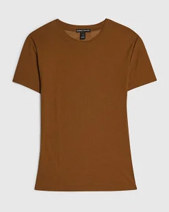 Brown Semi Sheer Short Sleeve Top
