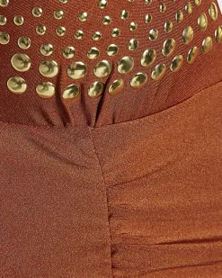Brown Shaping Stud Swimsuit