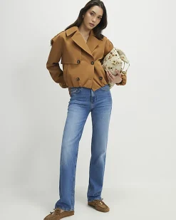 Brown Short Bubble Hem Trench Coat