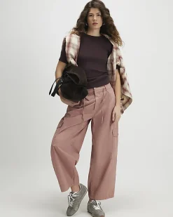 Brown Short Sleeve Cotton Fitted Top
