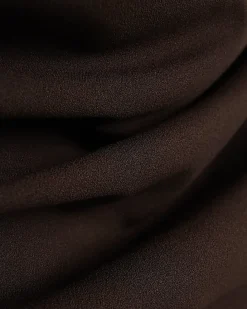 Brown Short Sleeve Drape Off Shoulder Top
