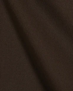 Brown Short Sleeve Fitted Ribbed Top