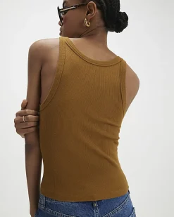 Brown Sleeveless Ribbed Tank Top