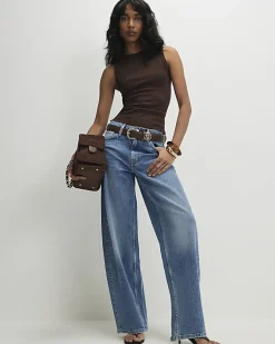 Brown Sleeveless Wide Ribbed Tank Top