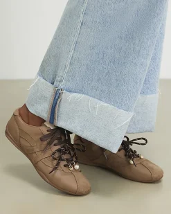Brown Slim Double Lace Trainers