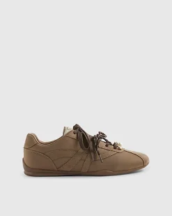 Brown Slim Double Lace Trainers