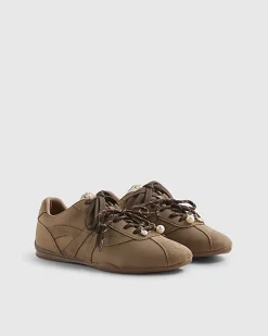 Brown Slim Double Lace Trainers