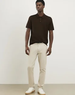 Brown Slim Fit Essential Knit Zip Polo Shirt