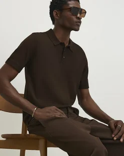 Brown Slim Fit Knitted Polo Shirt