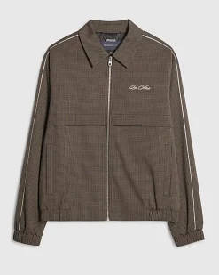 Brown Slim Fit Puppytooth Jacket