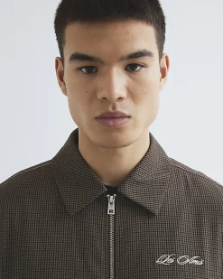 Brown Slim Fit Puppytooth Jacket