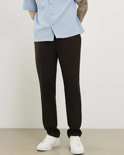 Brown Slim Fit Stretch Textured Trousers