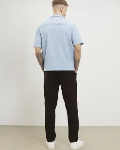 Brown Slim Fit Stretch Textured Trousers