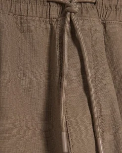 Brown Slim Fit Stretch Textured Joggers