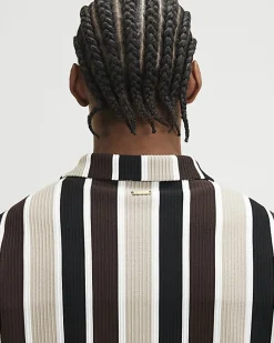 Brown Slim Fit Stripe Textured Shirt