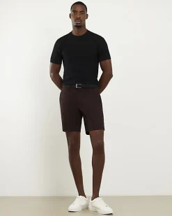 Brown Slim Stretch Chino Short with Belt