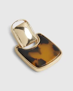 Brown Square Doorknocker Earrings